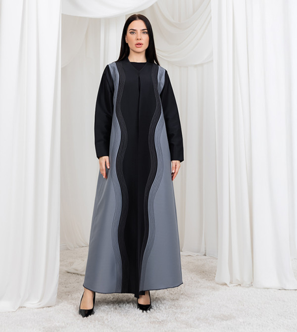 Bridal Satin Color Block Abaya