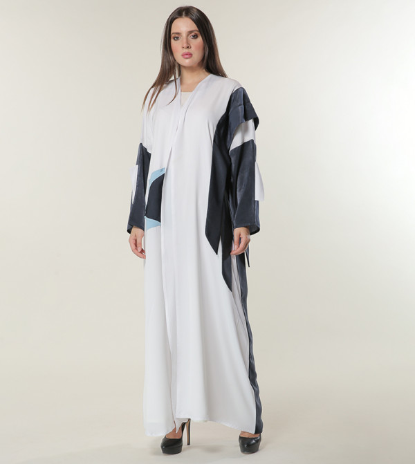 Color Block Long Sleeves Casual Abaya