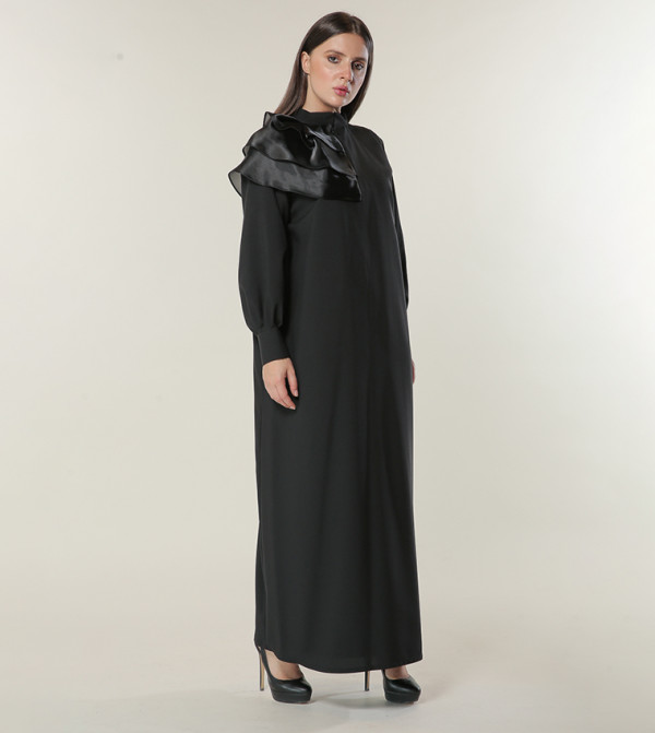 Stand Collar Ruffle Detailed Abaya