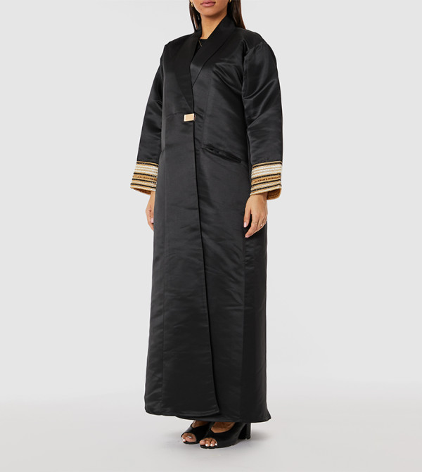 Embellished Cuff Shawl Collar Abaya