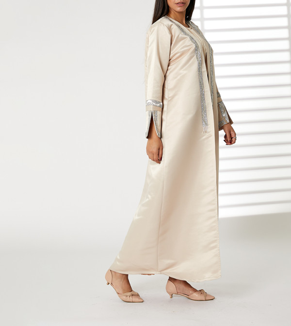 Embellished Cuff Open Abaya