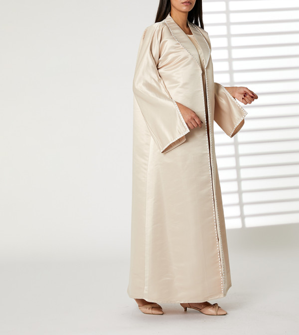Bead Detail Shawl Collar Abaya