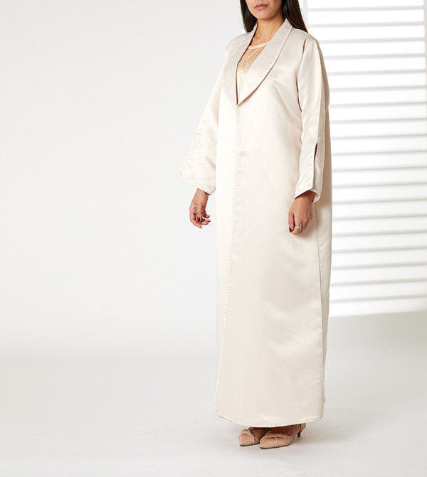 Bead Detail Shawl Collar Abaya