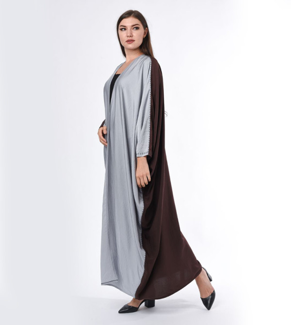 Color Block Hand Buckstitch Abaya