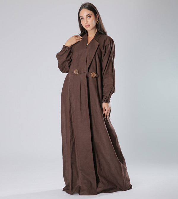 Blazer Collar Long Sleeves V-Neck Abaya