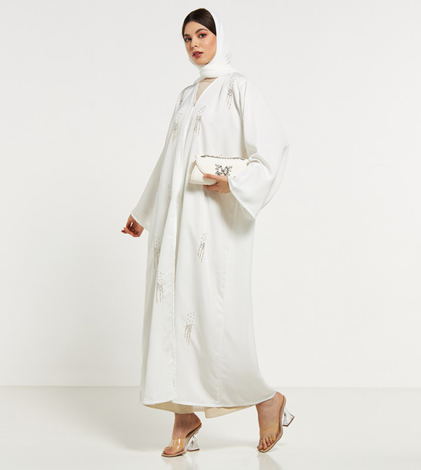 Sequin Embellished Abaya with Sheila