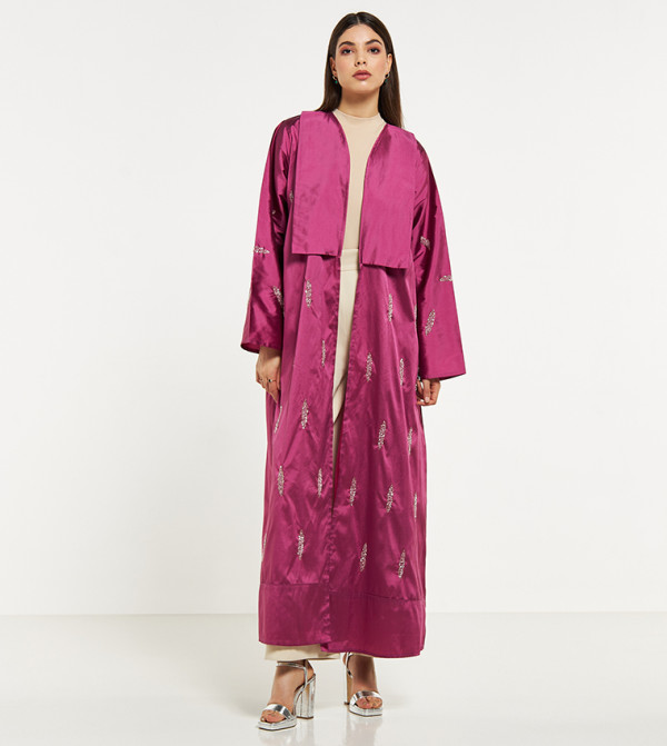 Bead Embellished Abaya with Sheila