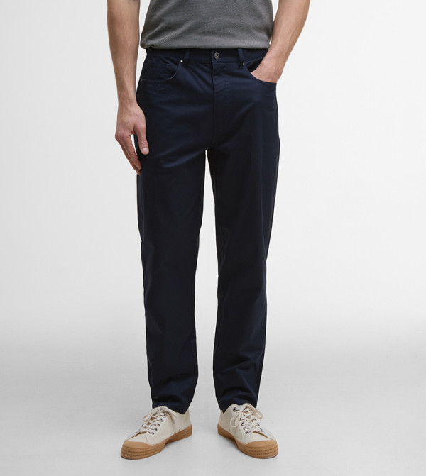 Solid Mid Rise Straight Fit Trousers