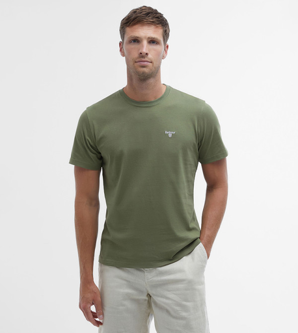 تيشيرت بياقة مستديرة بشعار مطرز