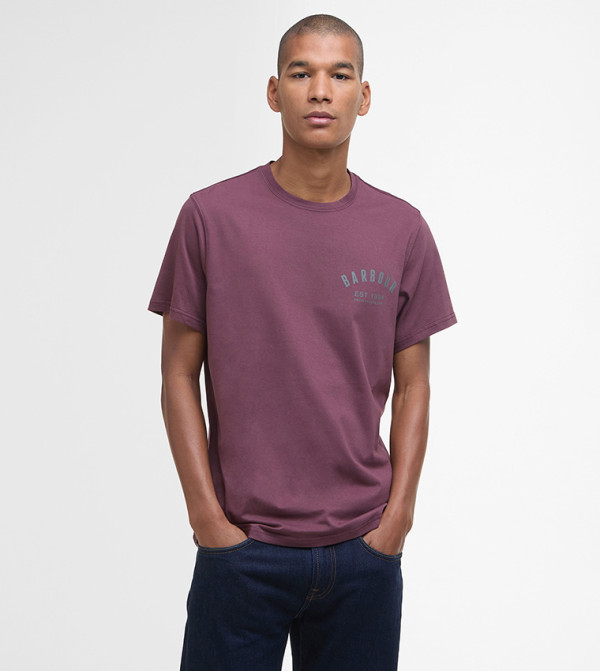 تيشيرت بياقة مستديرة بطبعة شعار