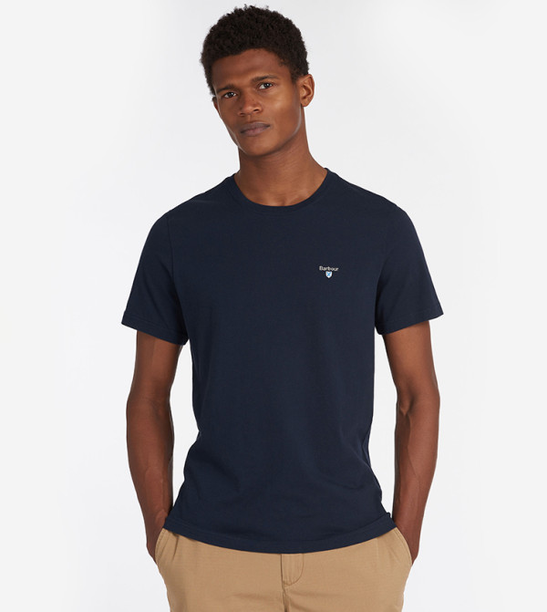Logo Embroidered Tartan Crew Neck T-Shirt