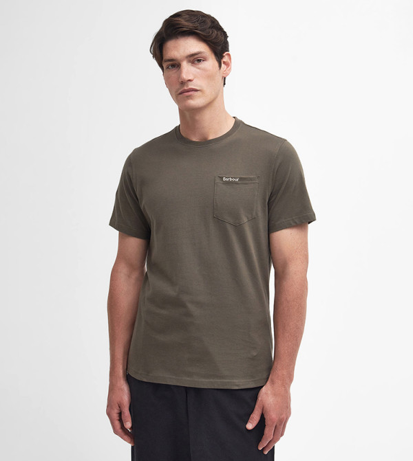 تيشيرت بياقة مستديرة بشعار مطرز 