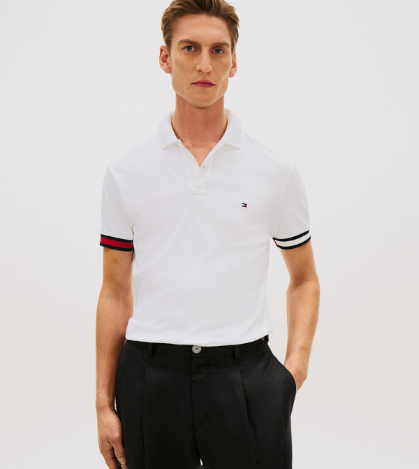 Contrast Tipping Short Sleeves Polo T-Shirt