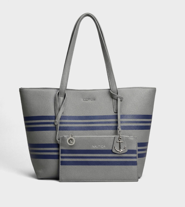 ARIAL Striped Tote Bag with Pouch