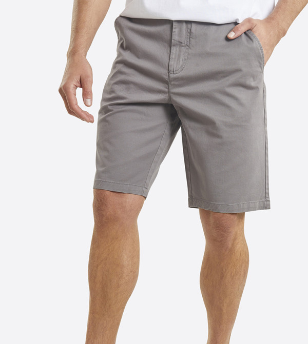 Solid Mid Rise Chino Shorts