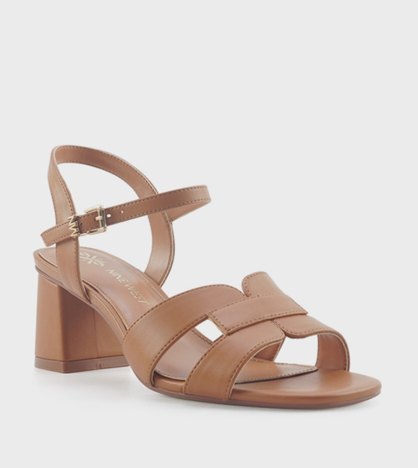 NADIRA Solid Ankle Strap Heeled Sandals