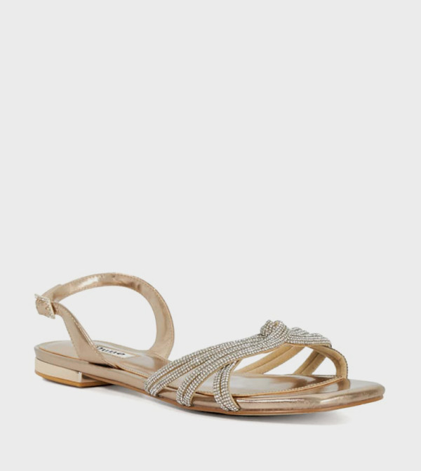 NATALY Embellished Slingback Flat Sandals