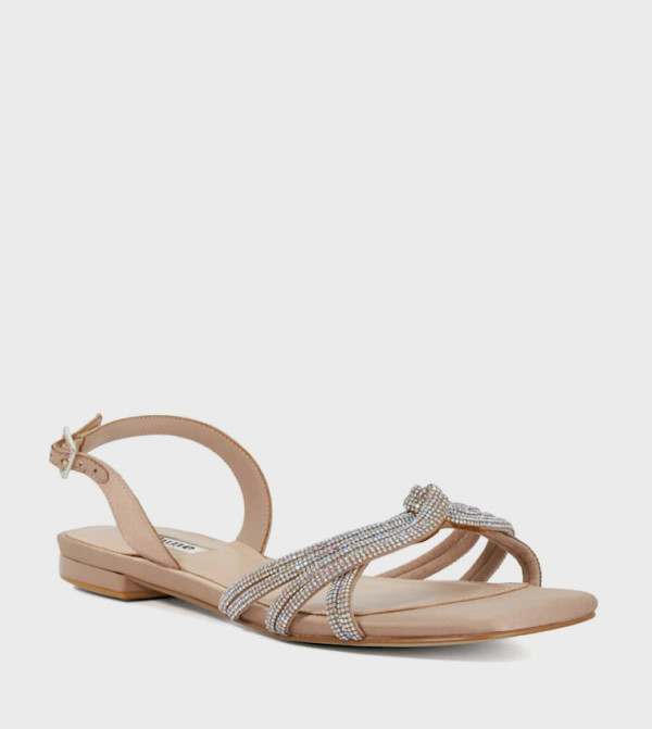 NATALY Embellished Slingback Flat Sandals