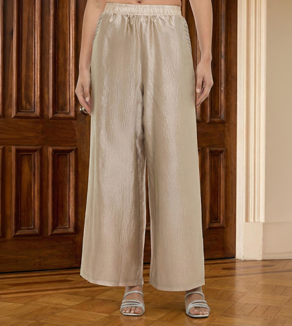 بنطلون واسع بخصر مرن 