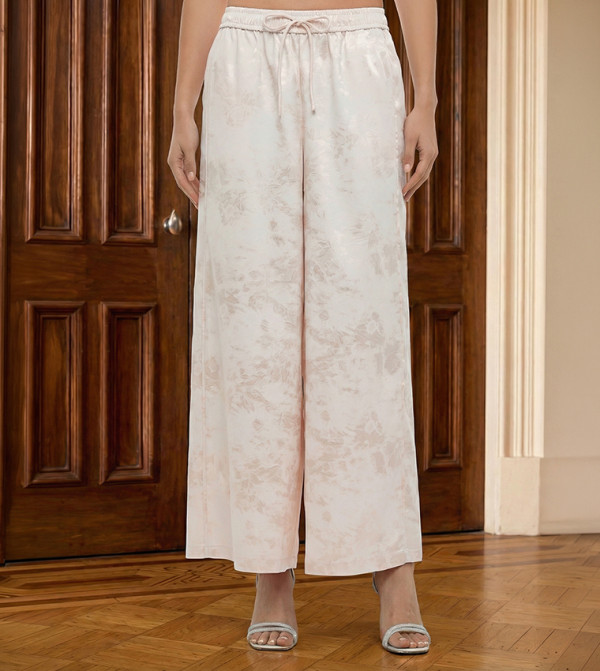 Jacquard Satin Wide Leg Pants