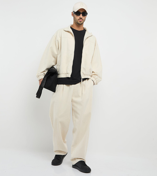 Solid Straight Fit Twill Pants