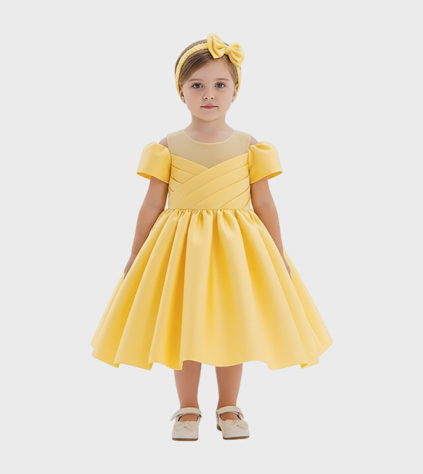 Amy Pleated Detail Cap Sleeves Party Dress