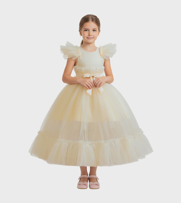 Belle Bow Detail Tiered Tulle Party Dress