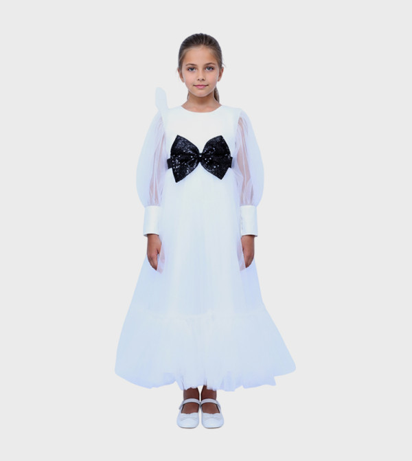 Malwina Bow Detail Tulle Gown