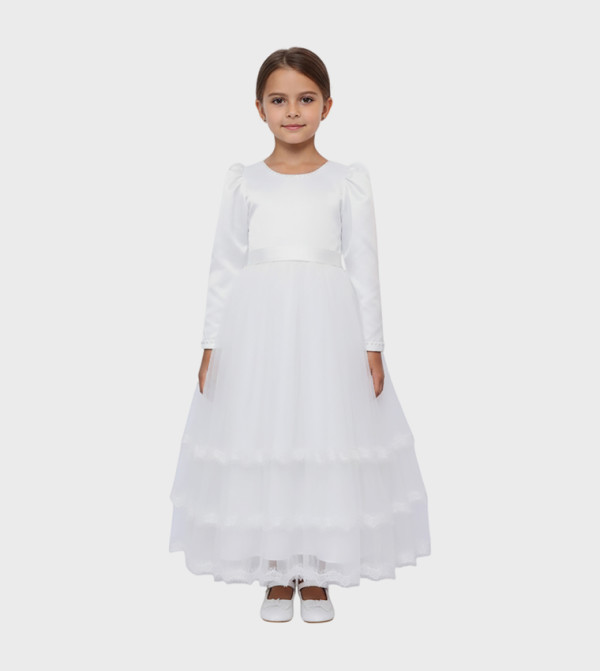 Melissa Ruffle Detail Puff Sleeves Party Dress
