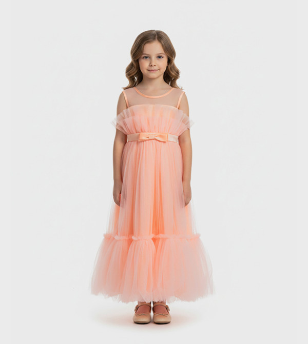 Bow Detail Maxi Tulle Dress