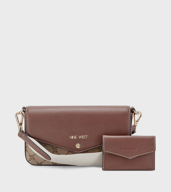 PEACHES Patterned Flap Crossbody Bag