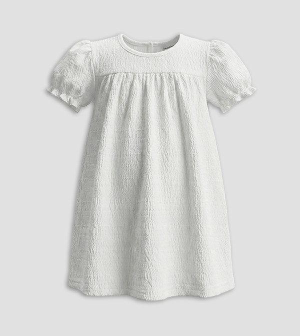 Textured Short Sleeves Dress