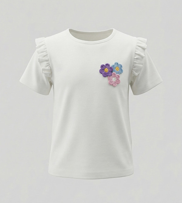 Appliqued Short Sleeves T-Shirt
