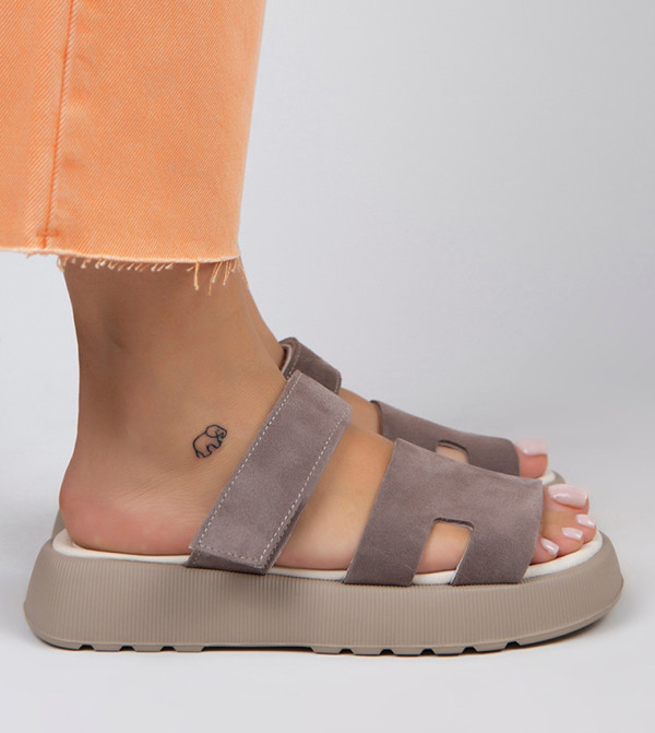 SEINA Genuine Leather Velcro Platform Sandals