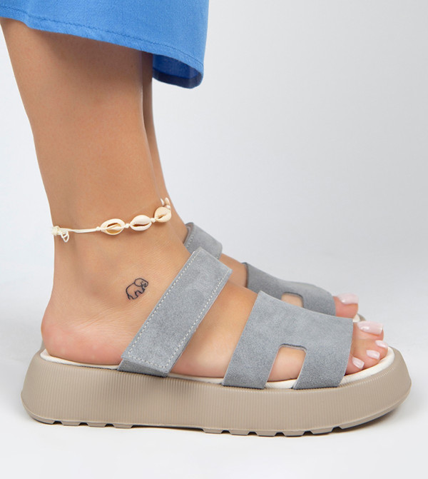 SEINA Genuine Leather Velcro Platform Sandals