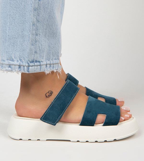 SEINA Genuine Leather Velcro Platform Sandals