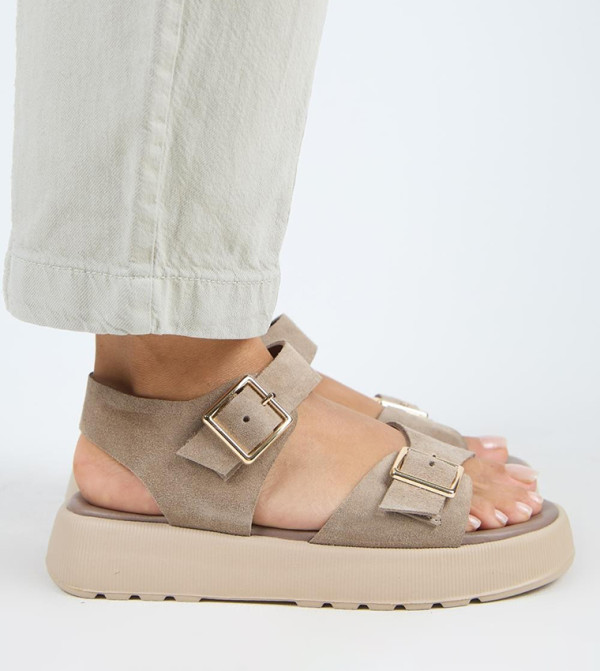 VENA Genuine Leather Ankle Strap Platform Sandals