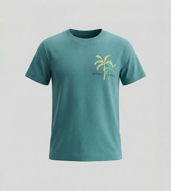 Printed Crew Neck Short Sleeves Boxy T-Shirt