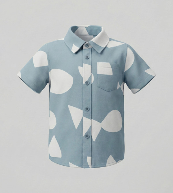 Abstract Print Short Sleeves Shirt