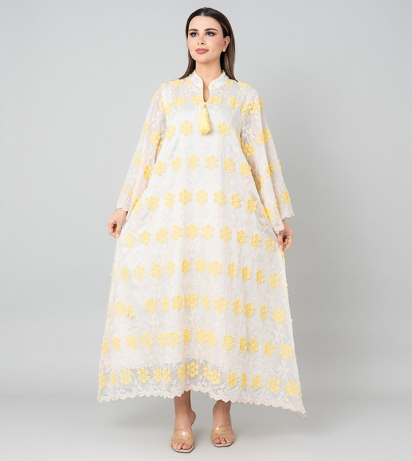 Floral Aura Embroidered Flared Sleeves Jalabiya