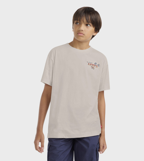 تيشيرت أطفال كاجوال كم قصير بطبعة