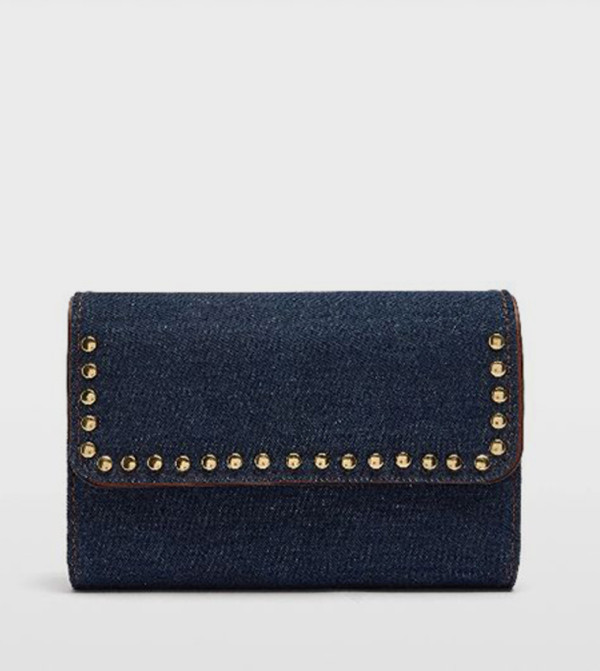 Studded Denim Wallet