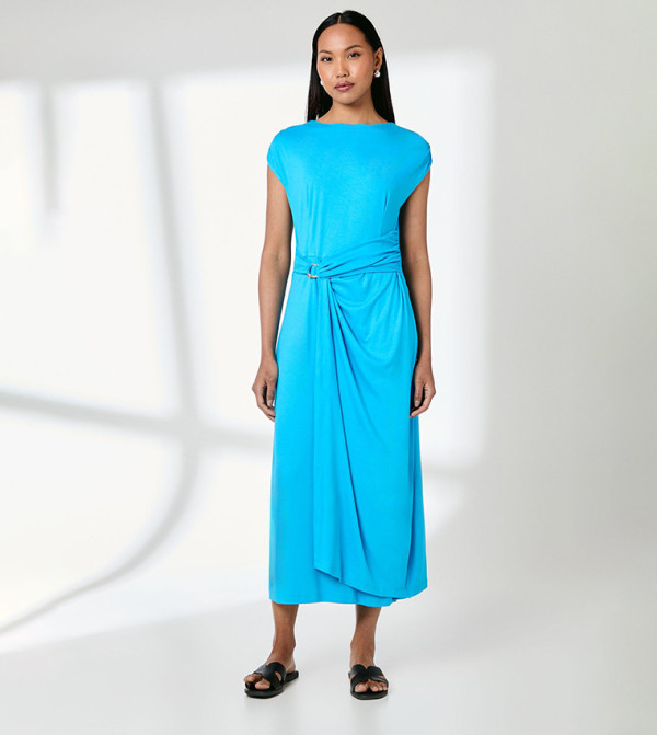 Buckle Detail Jersey Midi Dress