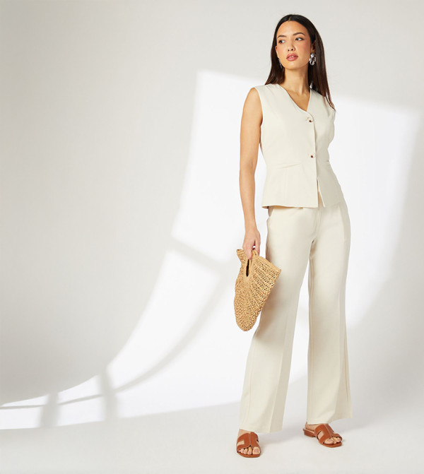 Pleated Detail Straight Fit Trousers