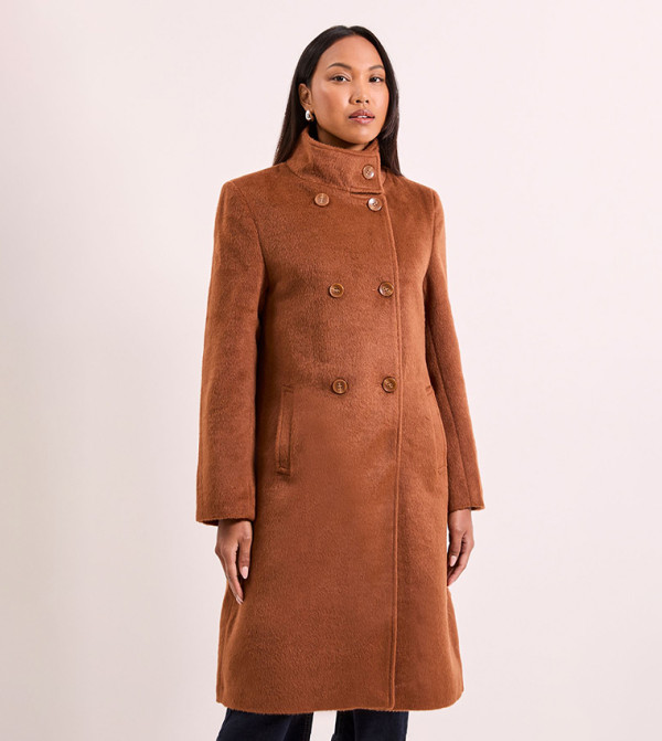 Short Double Breasted Funnel Neck Coat