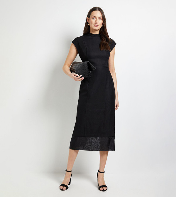 Organza Contrast Tie Back Pencil Dress