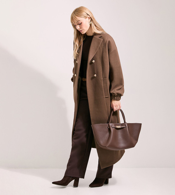Oversized Drop Shoulder Double Breasted Coat