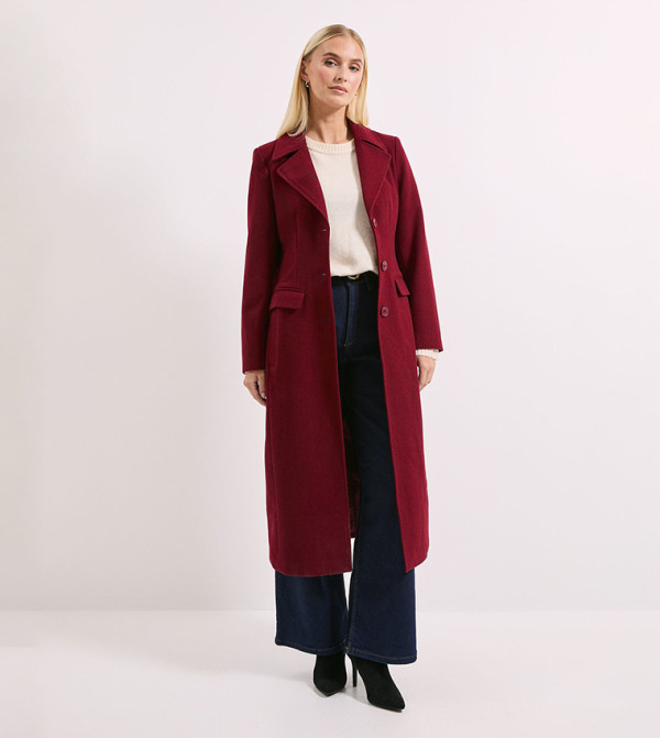 Long Sleeves Twill Button Up Coat