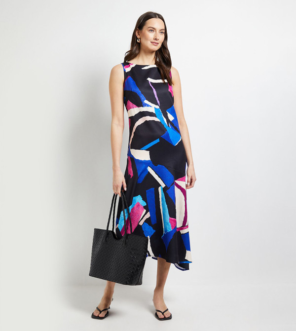 Pleated Drop Waist Midi Dress