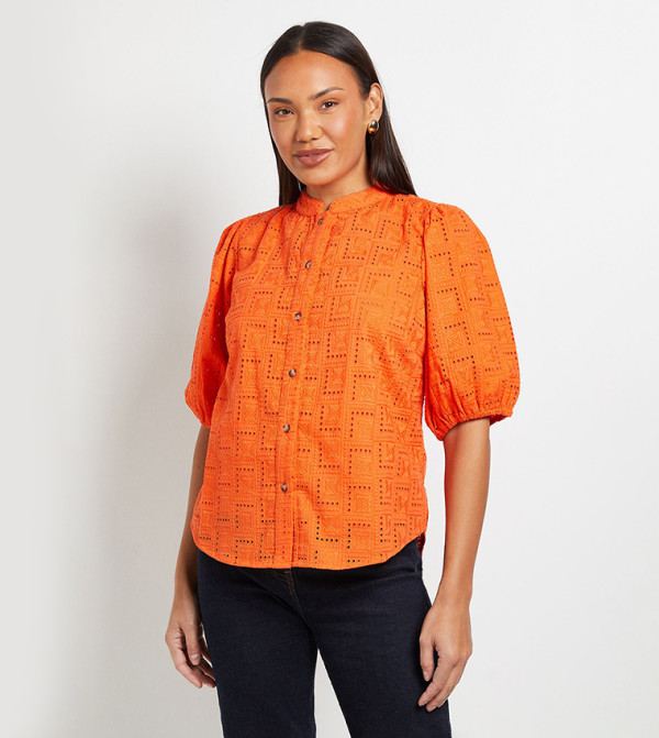 Broderie Puff Sleeves Shirt